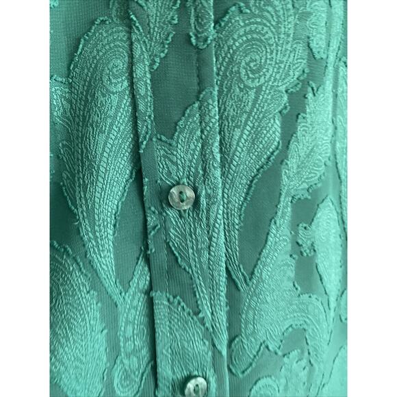 Soft Surroundings Womens 1X Green Jaquard Button Front Top - Picture 6 of 9